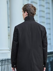 Black Shower Resistant Four Pocket Funnel Neck Coat - Image 3 of 10