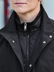 Black Shower Resistant Four Pocket Funnel Neck Coat - Image 4 of 10