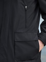 Black Shower Resistant Four Pocket Funnel Neck Coat - Image 5 of 10