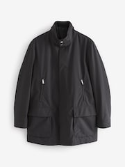 Black Shower Resistant Four Pocket Funnel Neck Coat - Image 6 of 10