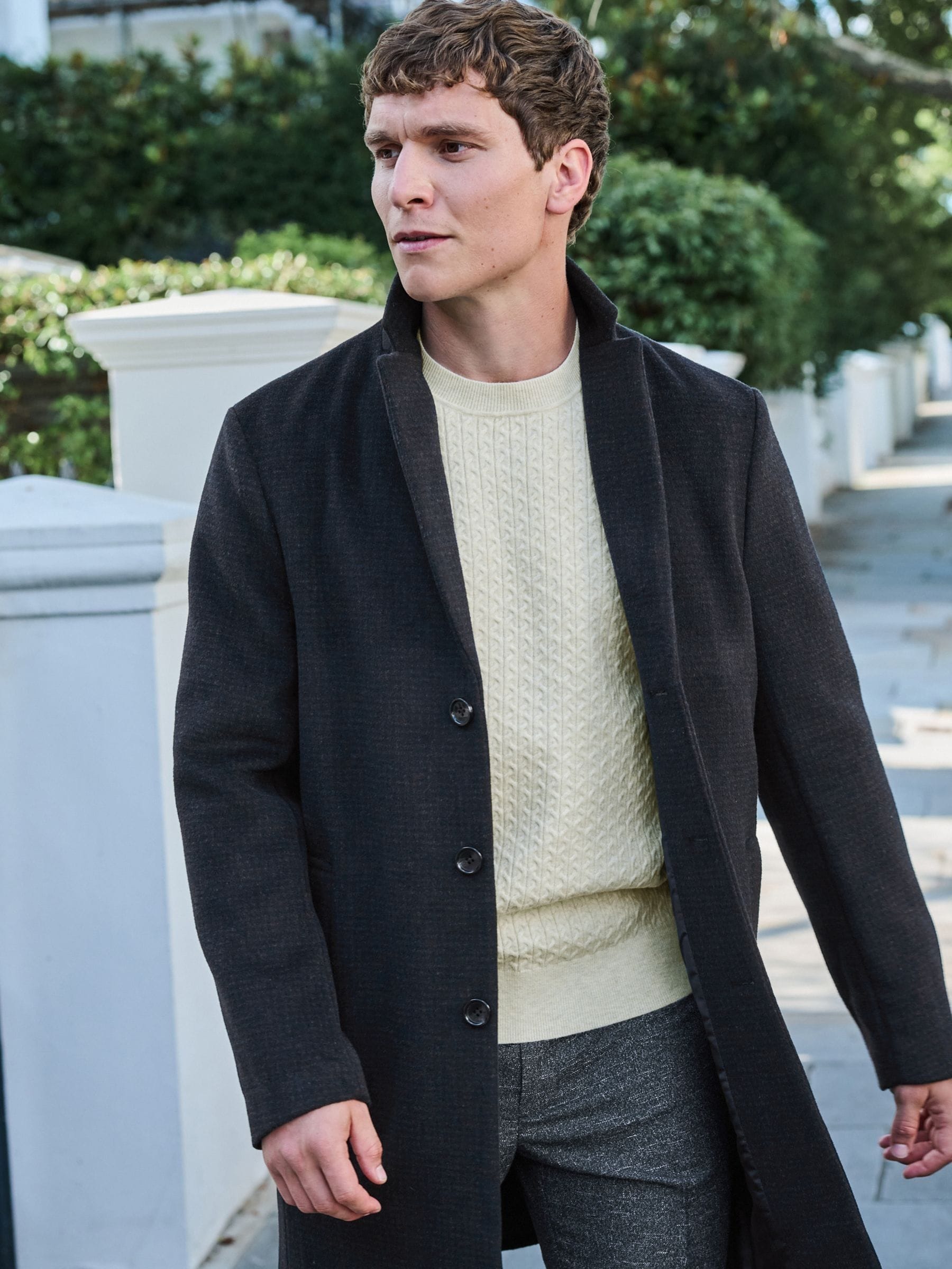 Buy Dark Navy Blue Check Epsom Overcoat from Next Luxembourg