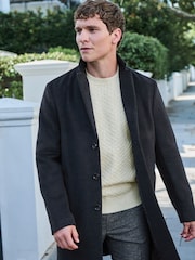 Dark Navy Blue Check Epsom Overcoat - Image 1 of 10