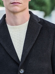 Dark Navy Blue Check Epsom Overcoat - Image 5 of 10