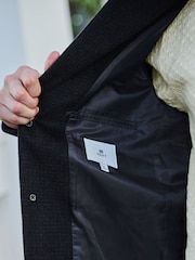 Dark Navy Blue Check Epsom Overcoat - Image 6 of 10