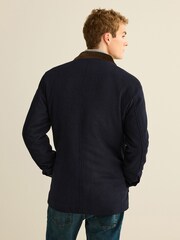Navy Blue Four Pocket Funnel Neck Coat - Image 3 of 11