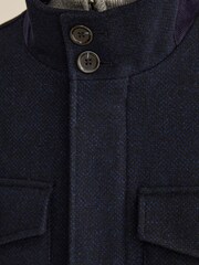 Navy Blue Four Pocket Funnel Neck Coat - Image 5 of 11
