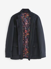 Navy Blue Four Pocket Funnel Neck Coat - Image 8 of 11