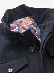 Navy Blue Four Pocket Funnel Neck Coat - Image 9 of 11