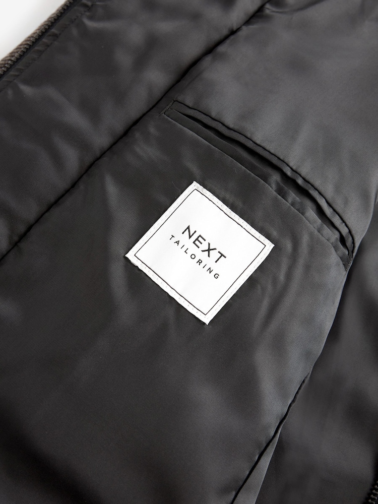 Cream Wool Blend Mock Gilet Herringbone Padded Coat - Image 10 of 10