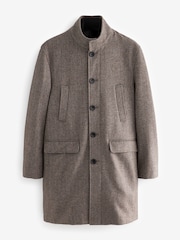 Cream Wool Blend Mock Gilet Herringbone Padded Coat - Image 6 of 10