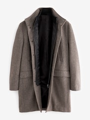 Cream Wool Blend Mock Gilet Herringbone Padded Coat - Image 7 of 10