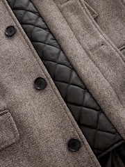 Cream Wool Blend Mock Gilet Herringbone Padded Coat - Image 8 of 10
