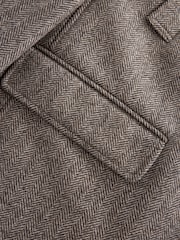 Cream Wool Blend Mock Gilet Herringbone Padded Coat - Image 9 of 10