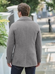 Light Grey Wool Rich Double Breasted Peacoat - Image 3 of 9