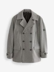 Light Grey Wool Rich Double Breasted Peacoat - Image 5 of 9