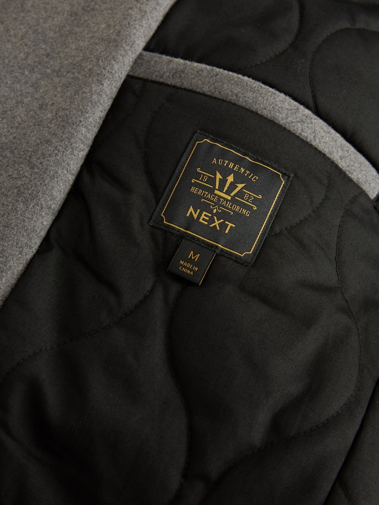 Light Grey Wool Rich Double Breasted Peacoat - Image 8 of 9