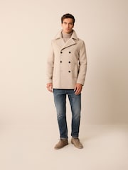 Neutrale Farbe - Weiche Cabanjacke mit Fischgrätmuster - Bild 2 von 13