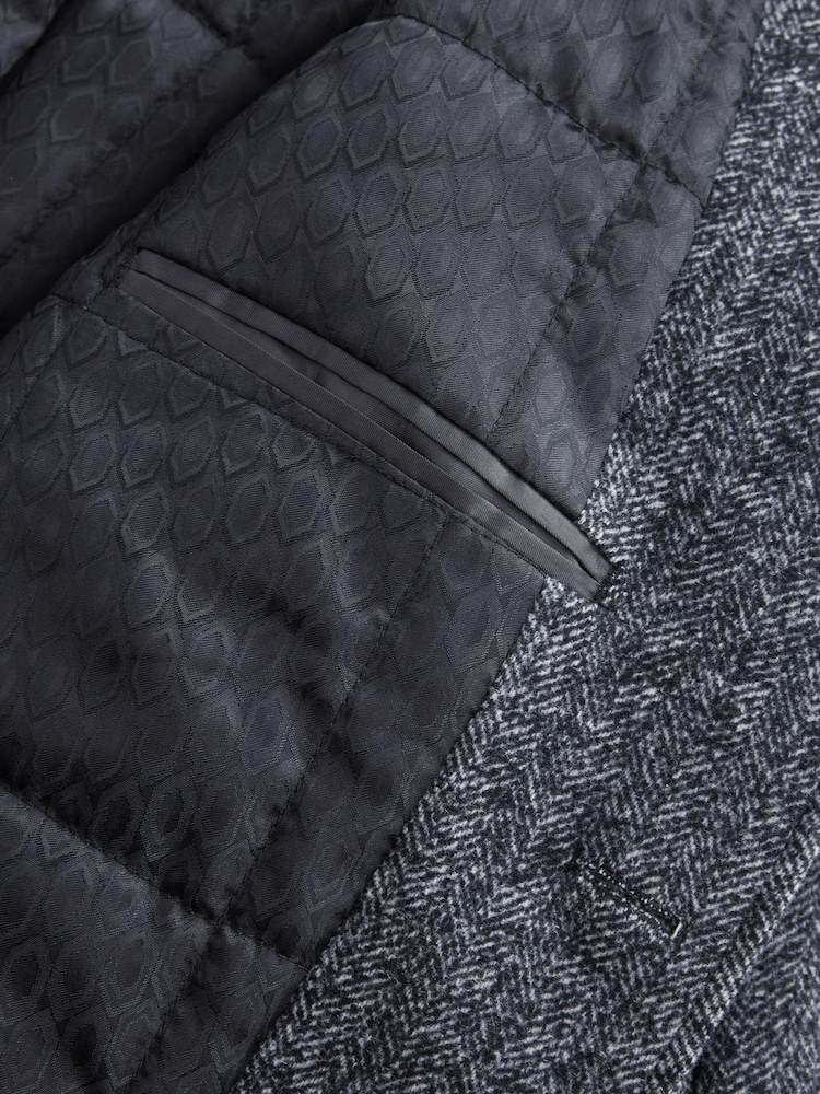 Grey Textured Wool Rich Car Coat - Image 9 of 9