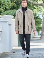 Light Grey Shower Resistant Four Pocket Funnel Neck Coat - Image 2 of 10