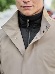 Light Grey Shower Resistant Four Pocket Funnel Neck Coat - Image 4 of 10