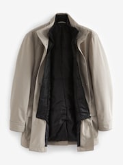 Light Grey Shower Resistant Four Pocket Funnel Neck Coat - Image 7 of 10