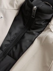 Light Grey Shower Resistant Four Pocket Funnel Neck Coat - Image 8 of 10