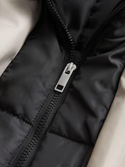 Light Grey Shower Resistant Four Pocket Funnel Neck Coat - Image 9 of 10