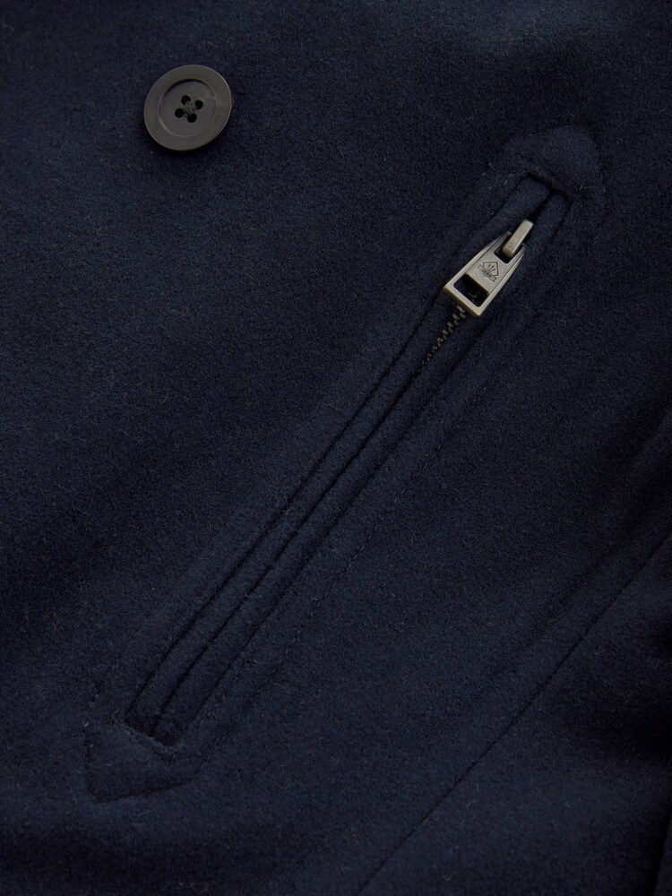 Navy Blue Wool Rich Double Breasted Peacoat - Image 11 of 12
