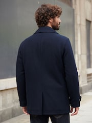 Navy Blue Wool Rich Double Breasted Peacoat - Image 4 of 12