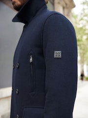 Navy Blue Wool Rich Double Breasted Peacoat - Image 5 of 12