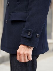 Navy Blue Wool Rich Double Breasted Peacoat - Image 7 of 12