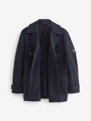 Navy Blue Wool Rich Double Breasted Peacoat - Image 9 of 12