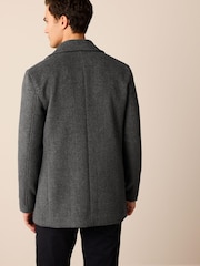 Charcoal Grey Soft Touch Herringbone Peacoat - Image 3 of 10