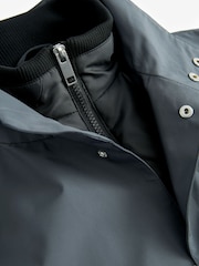Grey Shower Resistant Four Pocket Funnel Neck Coat - Image 13 of 15