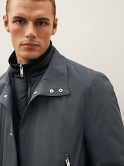 Grey Shower Resistant Four Pocket Funnel Neck Coat - Image 6 of 15