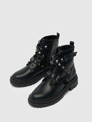 Schuh Arabella Black Hardware Lace-Up Boots - Image 3 of 4