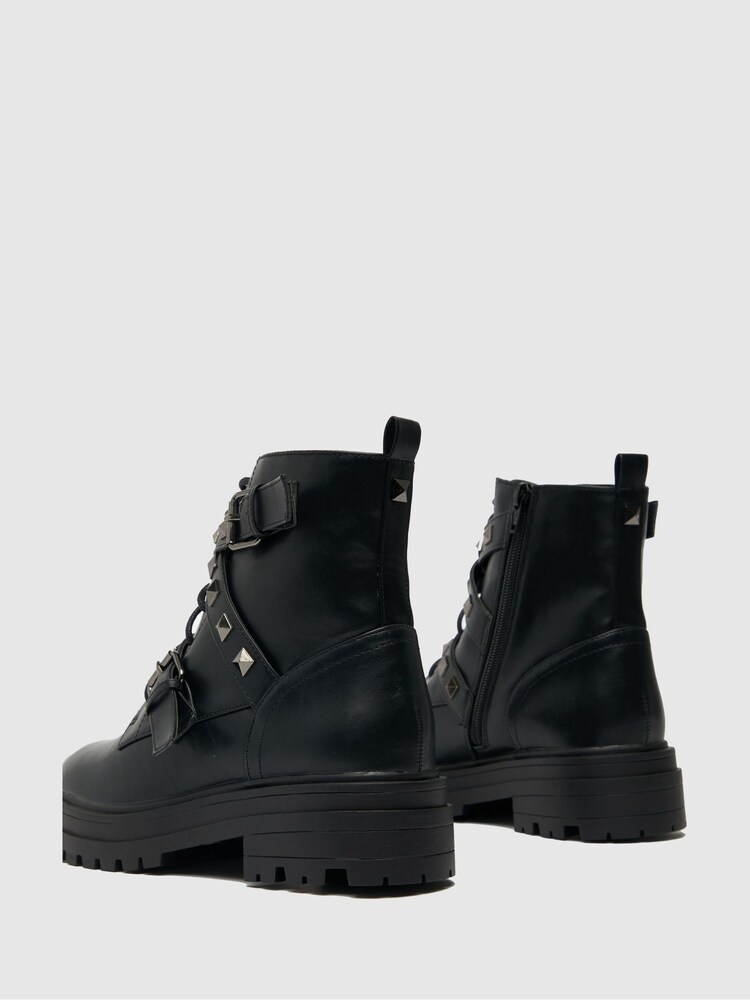 Schuh Arabella Black Hardware Lace-Up Boots - Image 4 of 4