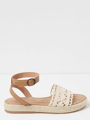 FatFace Natural Tilly Crochet Sandals - Image 1 of 3