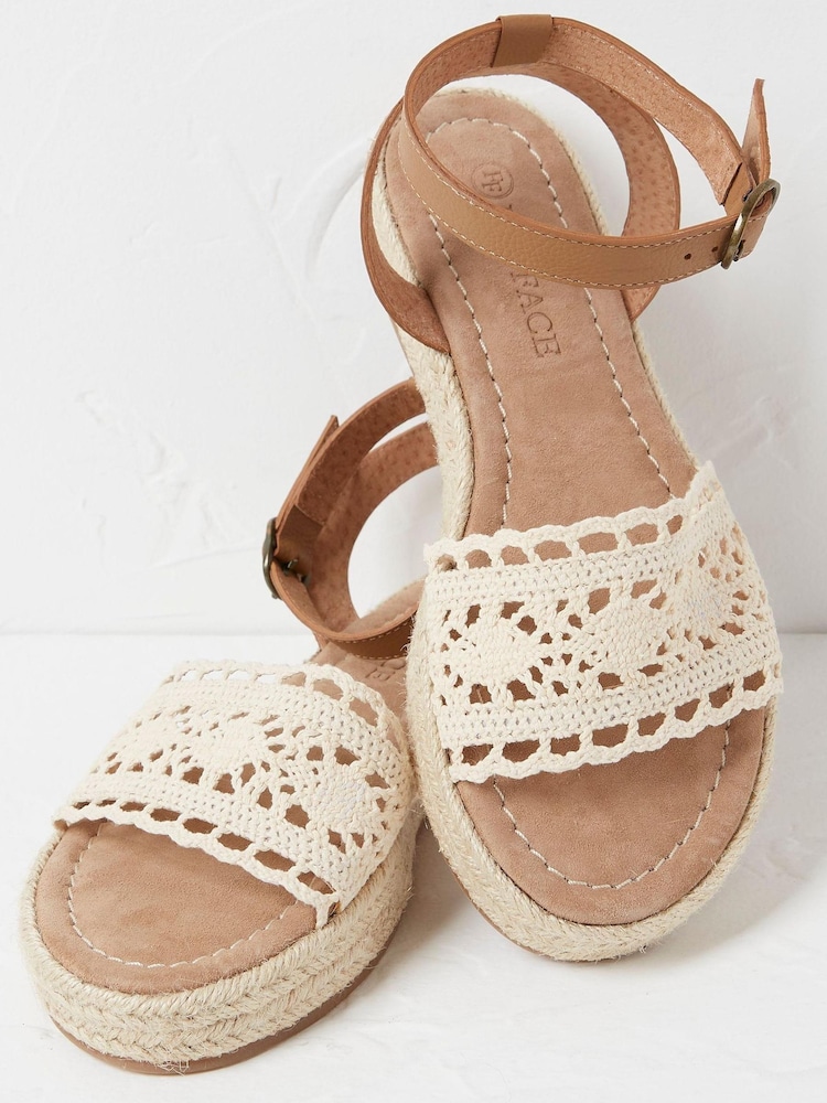 FatFace Natural Tilly Crochet Sandals - Image 2 of 3