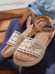FatFace Natural Tilly Crochet Sandals - Image 3 of 3