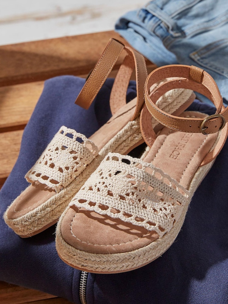 FatFace Natural Tilly Crochet Sandals - Image 3 of 3