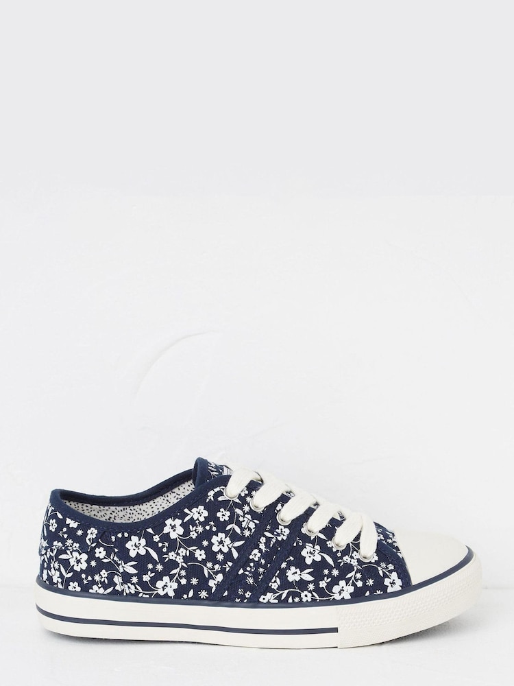 FatFace Blue Lola Floral Canvas Trainers - Image 1 of 4