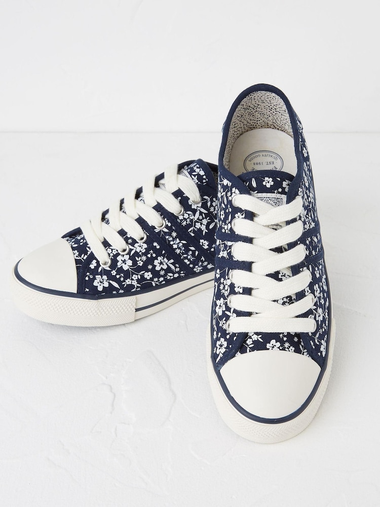 FatFace Blue Lola Floral Canvas Trainers - Image 2 of 4