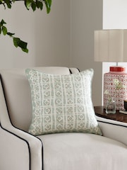 Nina Campbell Aqua Blue Batik Check Cushion - Image 1 of 4