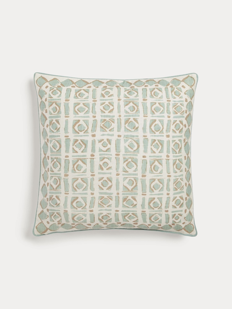 Nina Campbell Aqua Blue Batik Check Cushion - Image 2 of 4