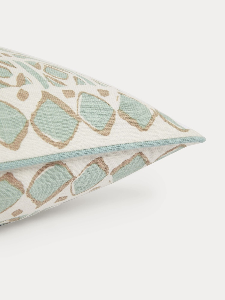 Nina Campbell Aqua Blue Batik Check Cushion - Image 4 of 4
