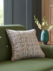 Nina Campbell Natural Batik Check Cushion - Image 1 of 4