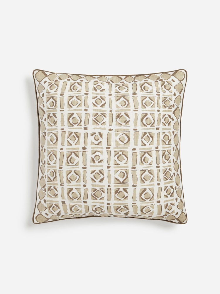 Nina Campbell Natural Batik Check Cushion - Image 2 of 4