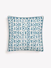 Nina Campbell Navy Blue 100% Cotton Batik Check Cushion - Image 3 of 4