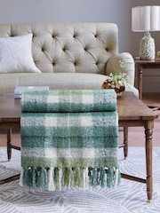 Nina Campbell Teal Check Brushed Throw - Image 1 of 2